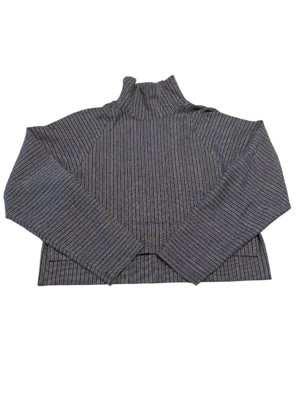 Rosetta Getty Herringbone Black Grey High Low Pullover Women's X-Small XS
